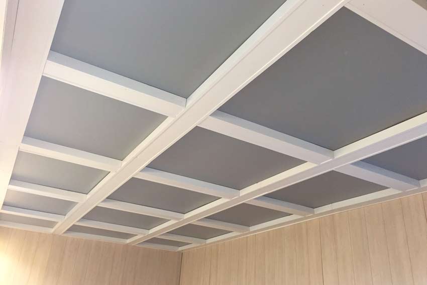 Plywood Grid Ceiling Design