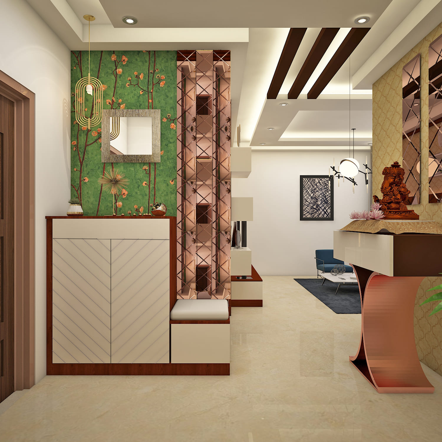 Best home interior designers in Bangalore - Classy Foyer Interior Design Ideas for your home entrance