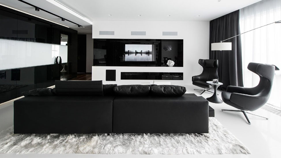Best home interior designers in Bangalore - Striking Black And White Living Room Design Ideas for Your Home