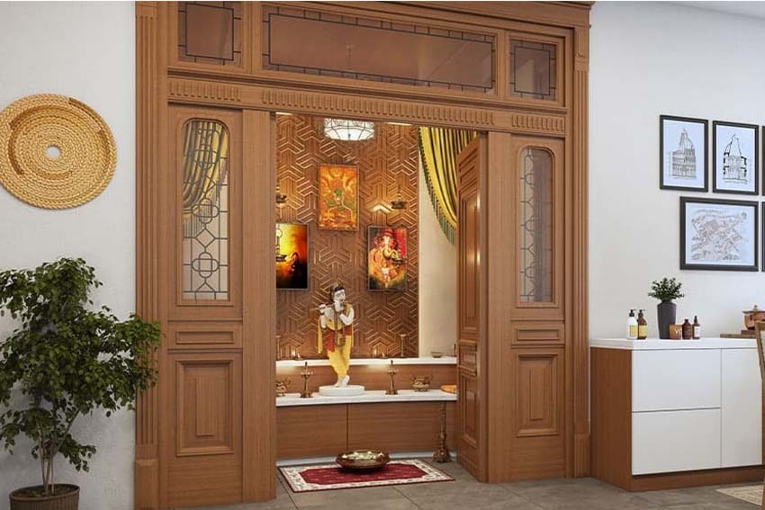 Best home interior designers in Bangalore - MODERN POOJA MANDIR DESIGN FOR YOUR HOME 2024