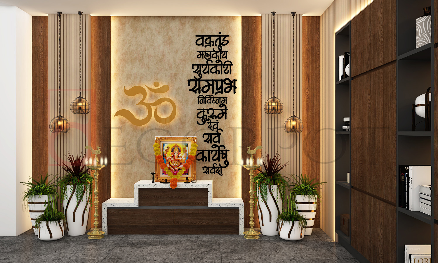 Pooja Room Interior Designing in Vaishali Nagar, Jaipur - Mastraya Designs  & Decor