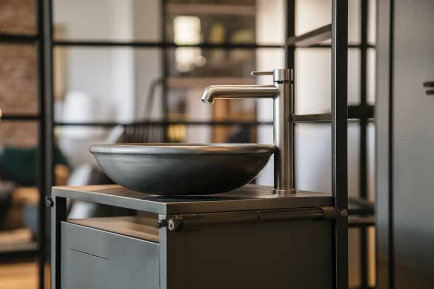 Industrial Small Modern Wash Basin with Cabinet