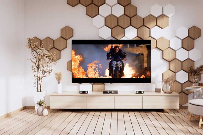 TV Unit with Hexagon Design