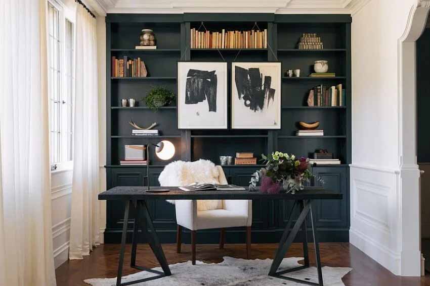 Classic Black Wooden Home Office Design