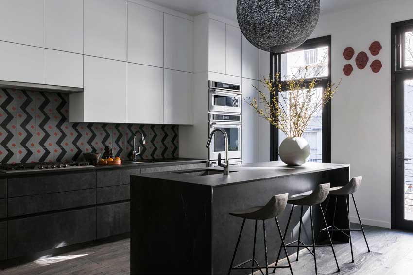 dark toned simple kitchen design