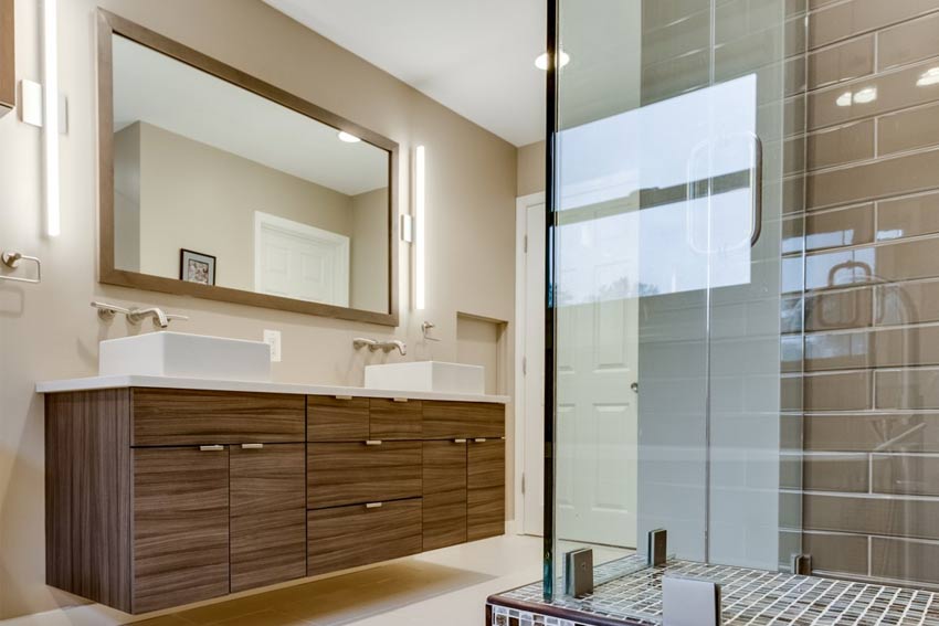 Floating Vanities and Clever Storage for Small Bathroom Interior Design