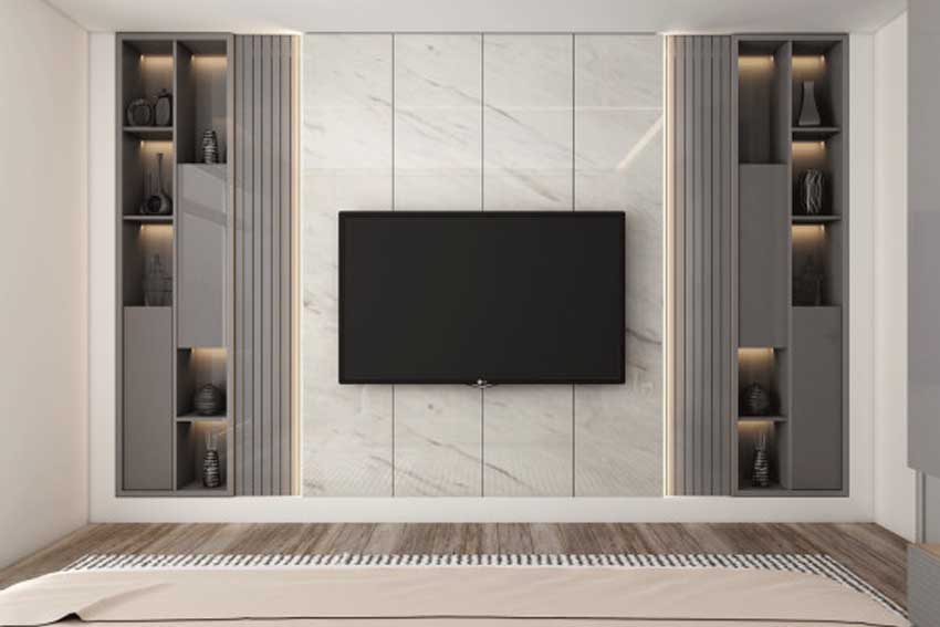 Marble Finish for the TV Unit Design
