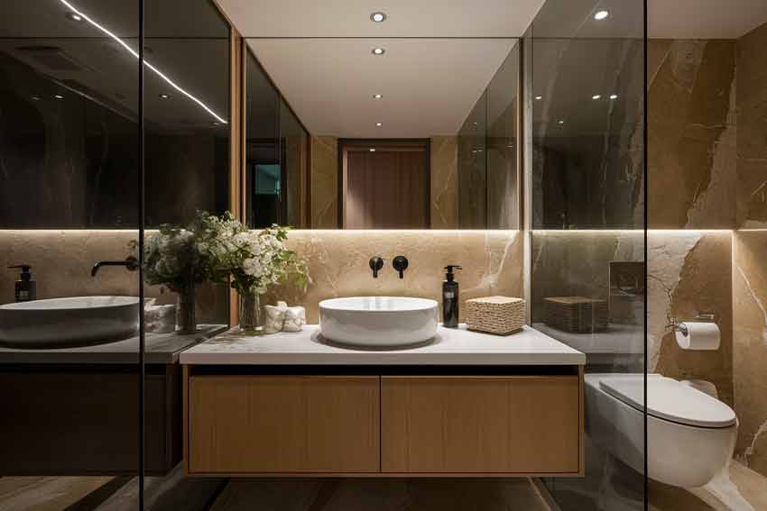 Sink integrated Modern Wash Basin with Cabinets