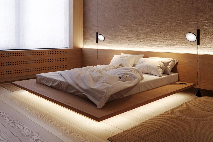 Illuminated Floating Bed Frame