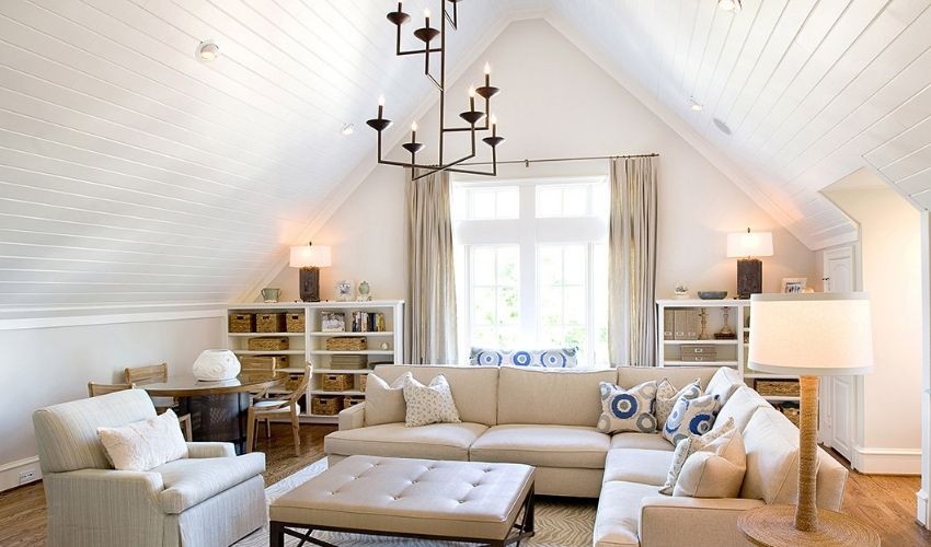 Angled Roof Attic Living Room