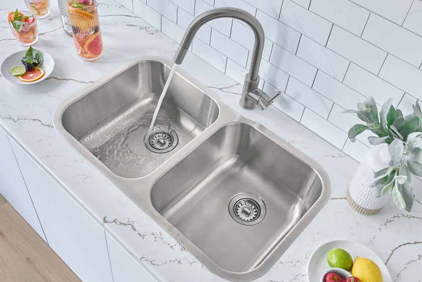 Double Bowl Sink with Offset Drains