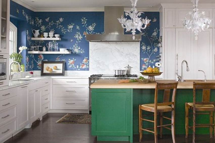 Wallpaper kitchen backsplash