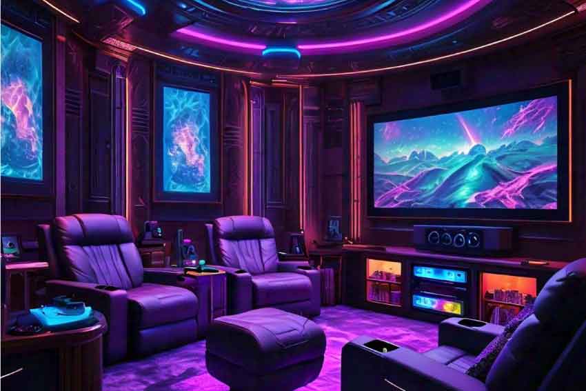 Futuristic Fantasy Home Theater Interior Design Bangalore