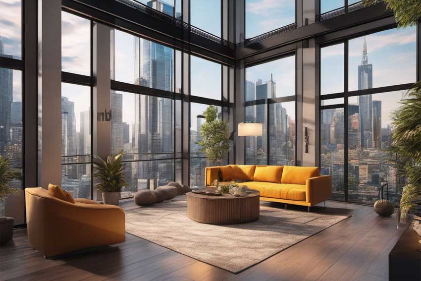 Large Windows for the Penthouse Interior Design