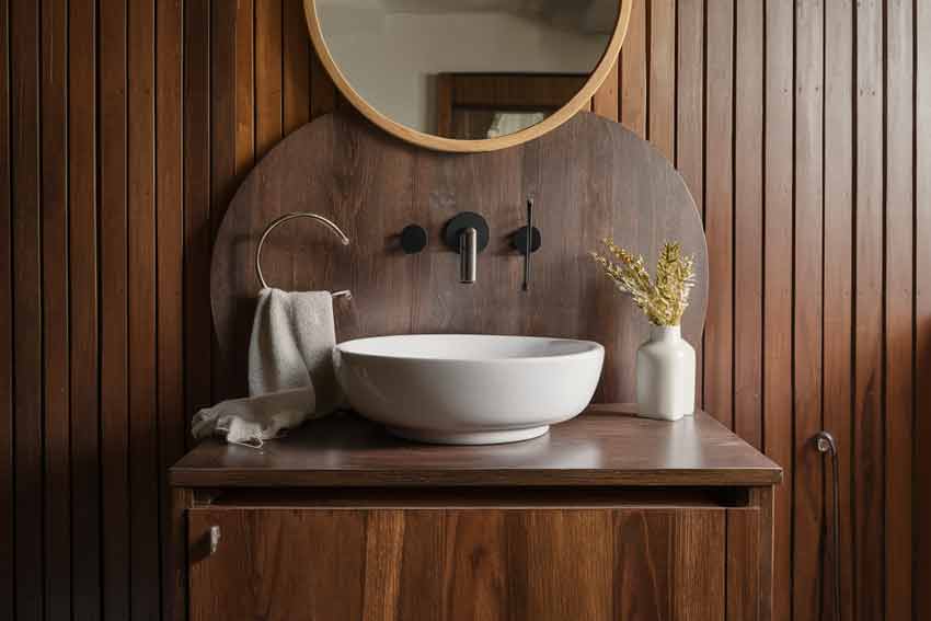 Geometric Small Modern Wash Basin with Cabinet