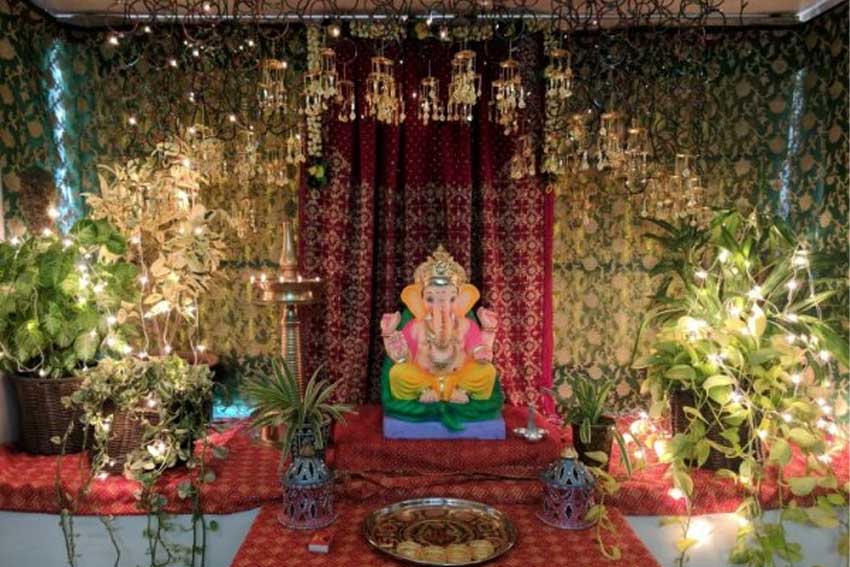 Stage Decoration with Lights for Ganesh Chaturthi