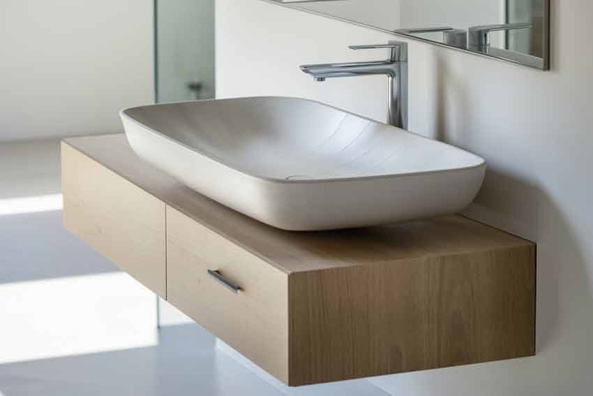 Minimal Floating Modern Wash Basin with Cabinets