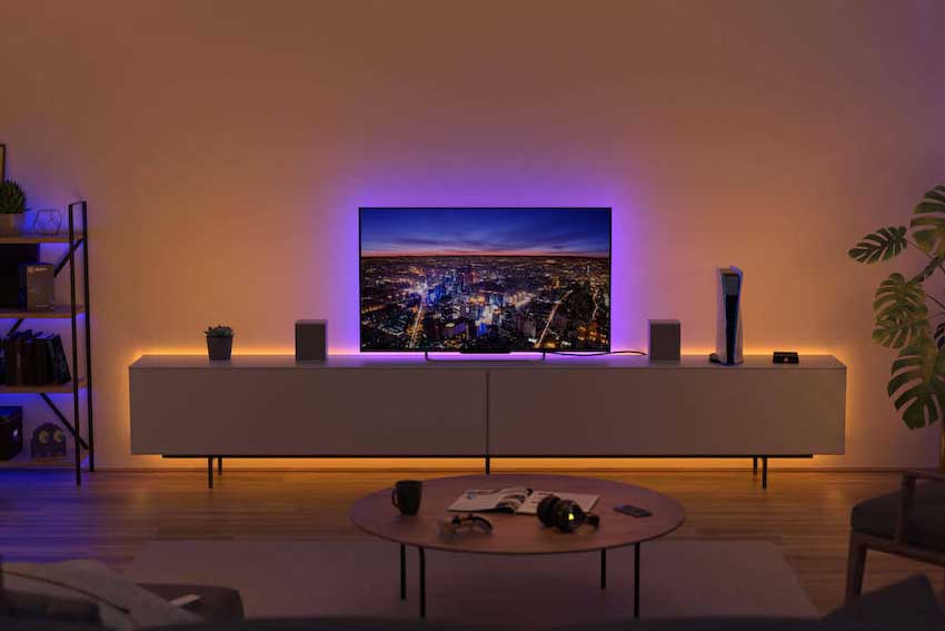 Strip Lights in the Background for the TV Unit Design