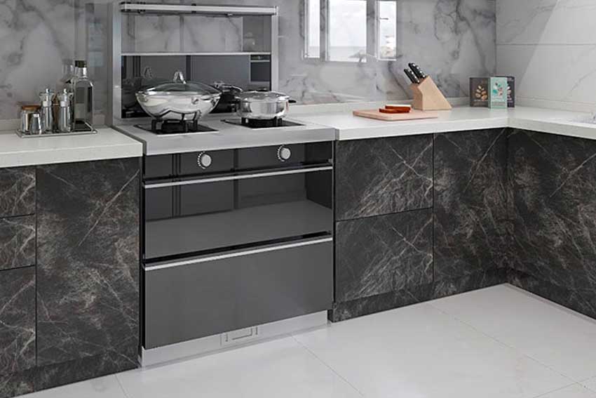 Marble-Printed Cabinet Design
