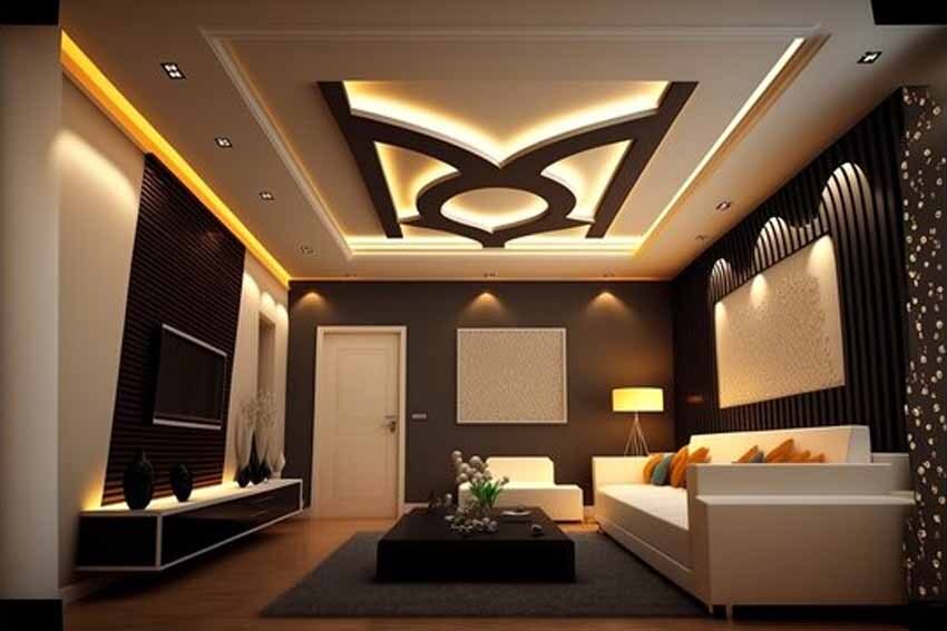 simple geometric pop ceiling design