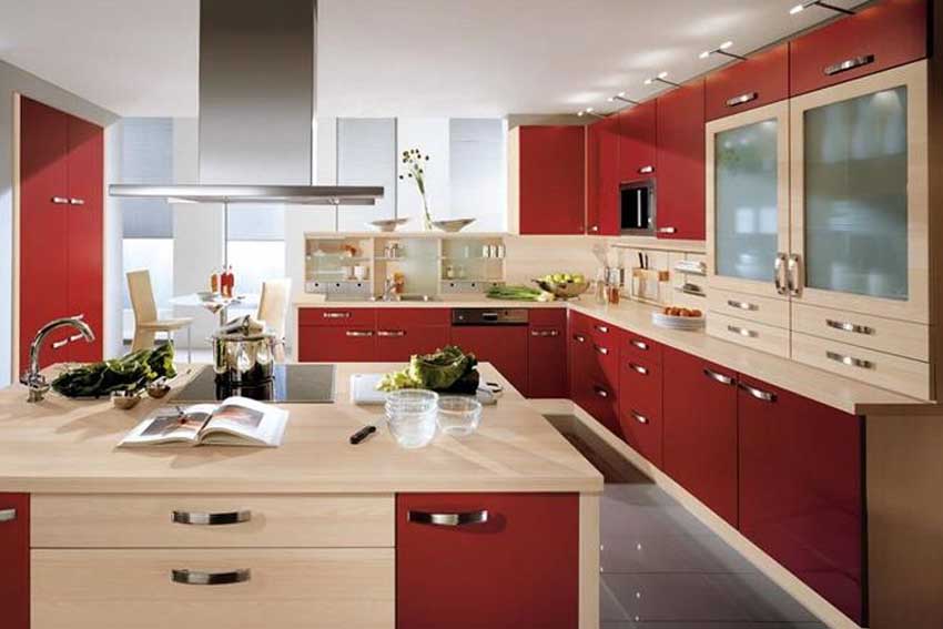 Bold Red and White Kitchen Colour Combination