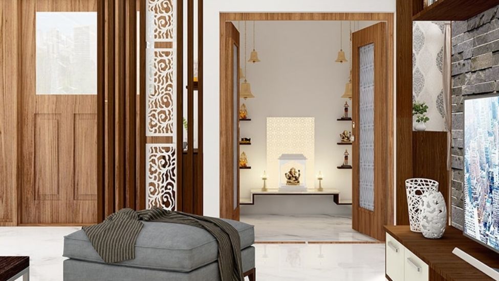 modern minimalized pooja room design