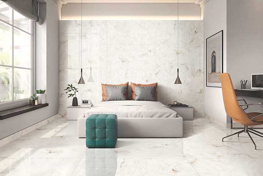 Bedroom with Marble Floor Tiles