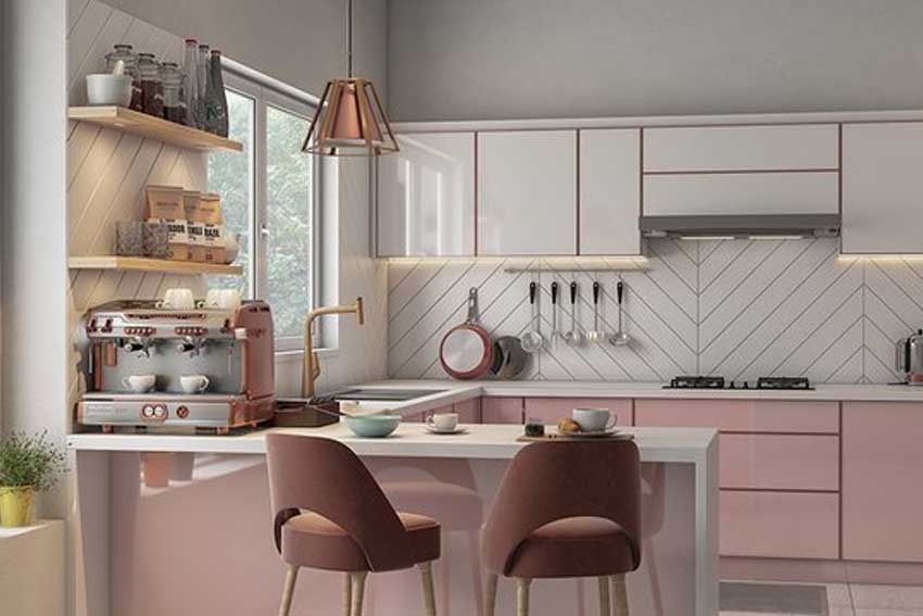 Gray and Rose Gold Kitchen Colour Combination