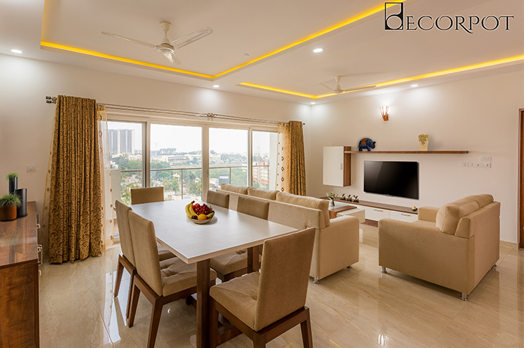 Best Interior Designers In Bannerghatta-Living-Dining-Room-3BHK, Bangalore